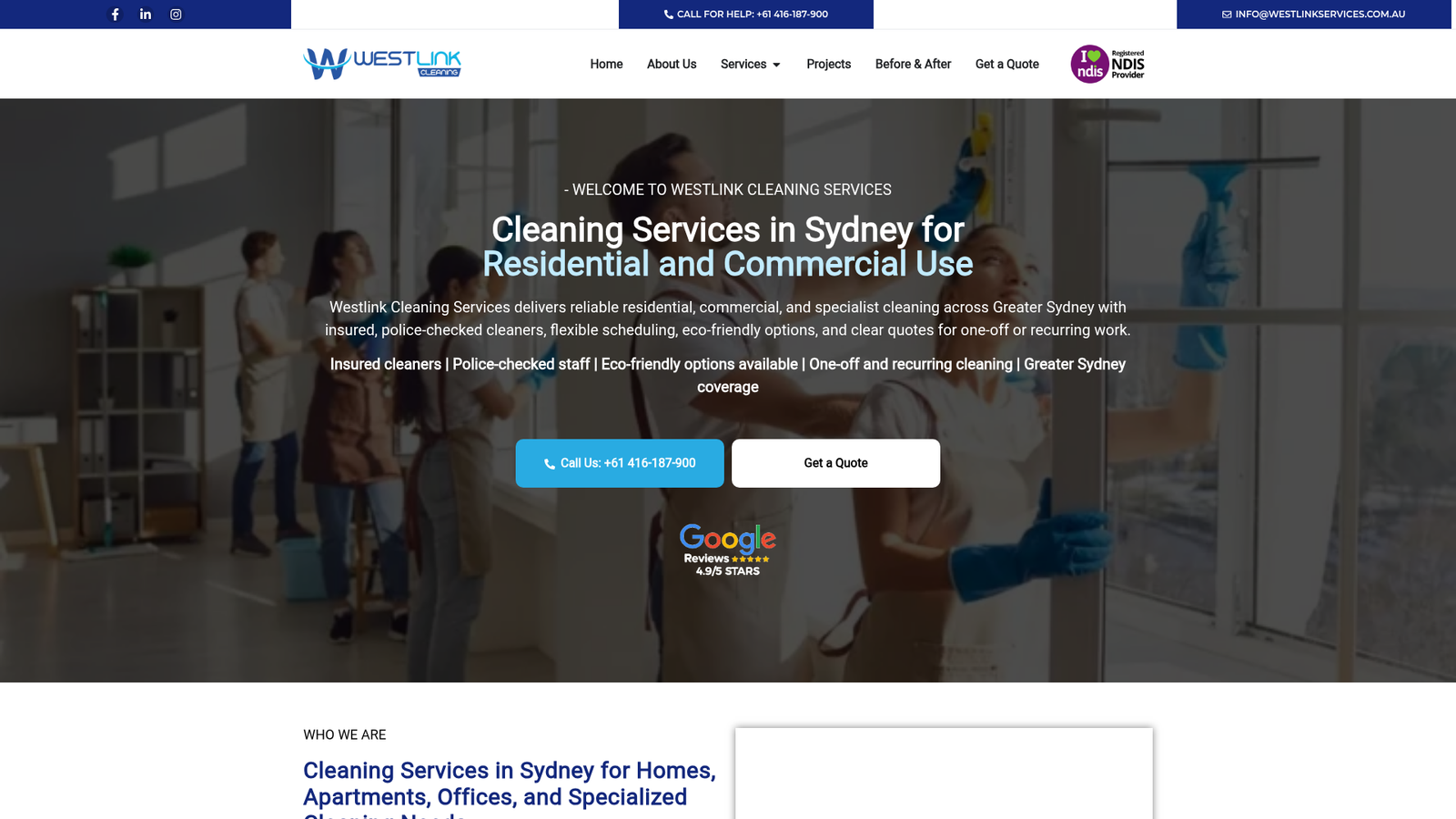Westlink Cleaning Services — website recovery & security project preview